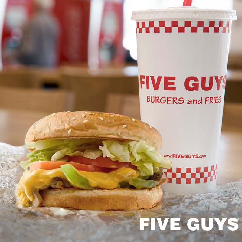 Five Guys Veggie Sandwich w cheese and drink